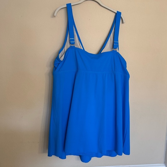 Swimsuits for All Plus Size 26 Chlorine Resistant Blue Tank Swimdress Beach Pool - Picture 2 of 16